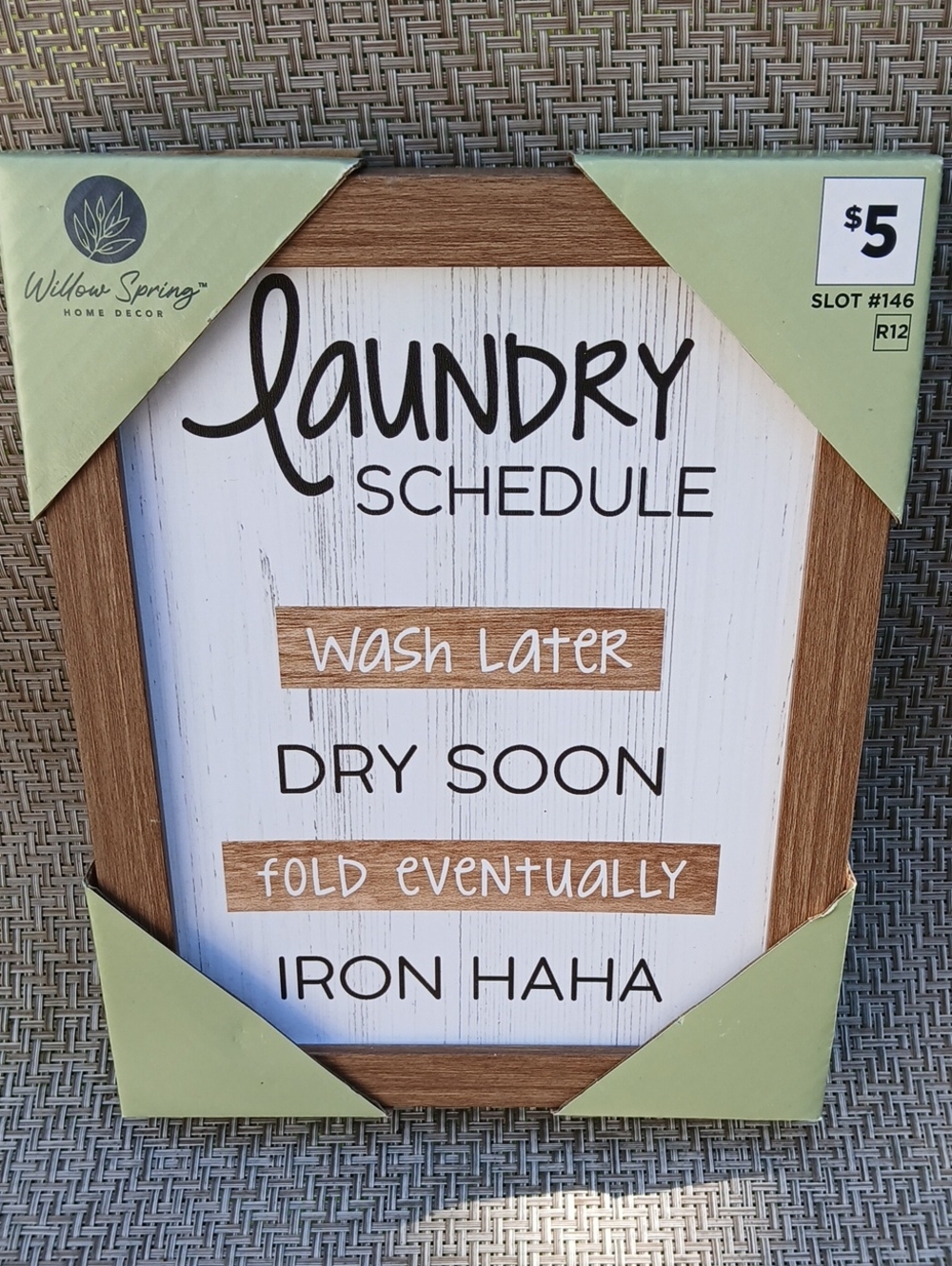 'Laundry Schedule' Wall Sign - White & Brown